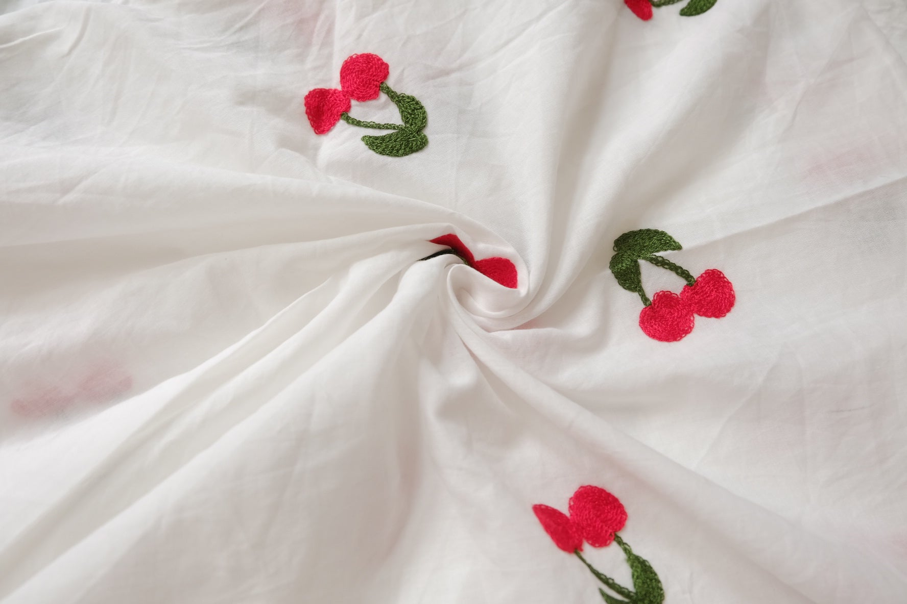 Cherry Embroidered Ultra-Light Cotton Voile, 2.2 Yards