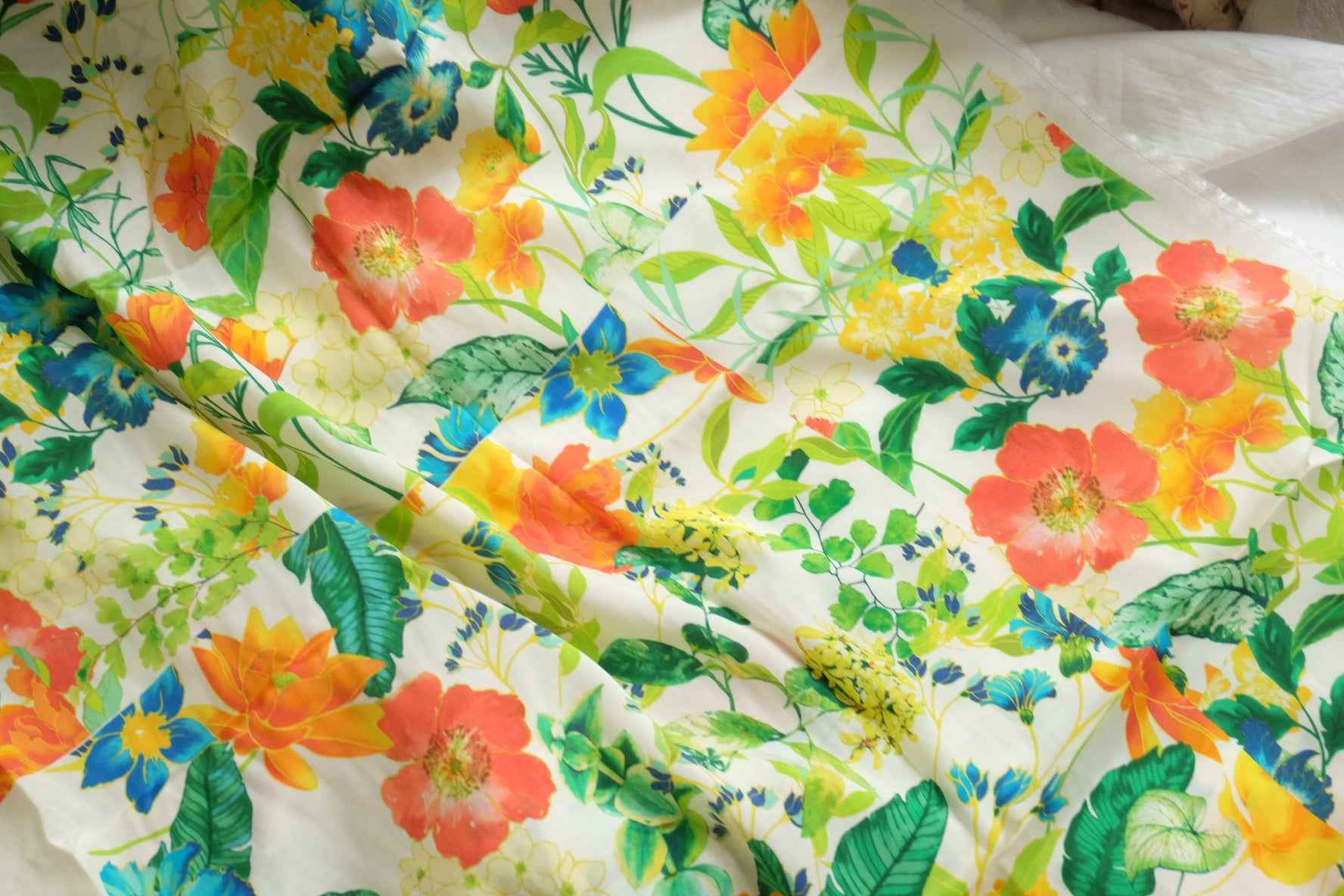 Tropical Placement Print Rayon Fabric for Shirt Dresses, Lightweight Drapey Weight, 3.28 Yards