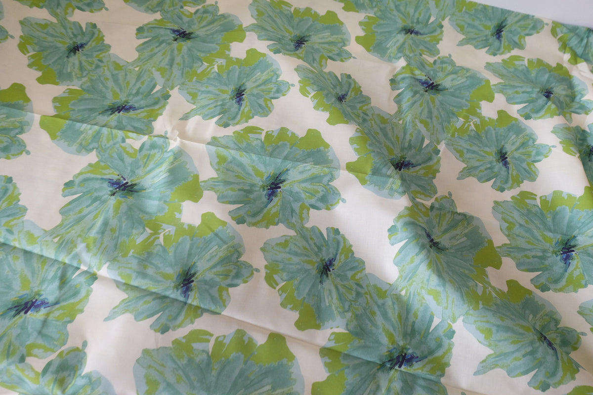 Aqua Bloom Cotton Poplin – 3.3 yd