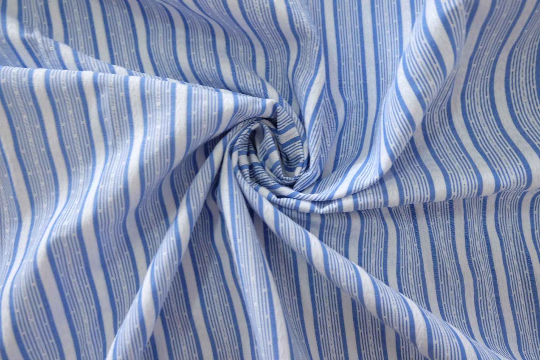 Blue Striped Jacquard Poly Cotton Fabric – 2.2 yd