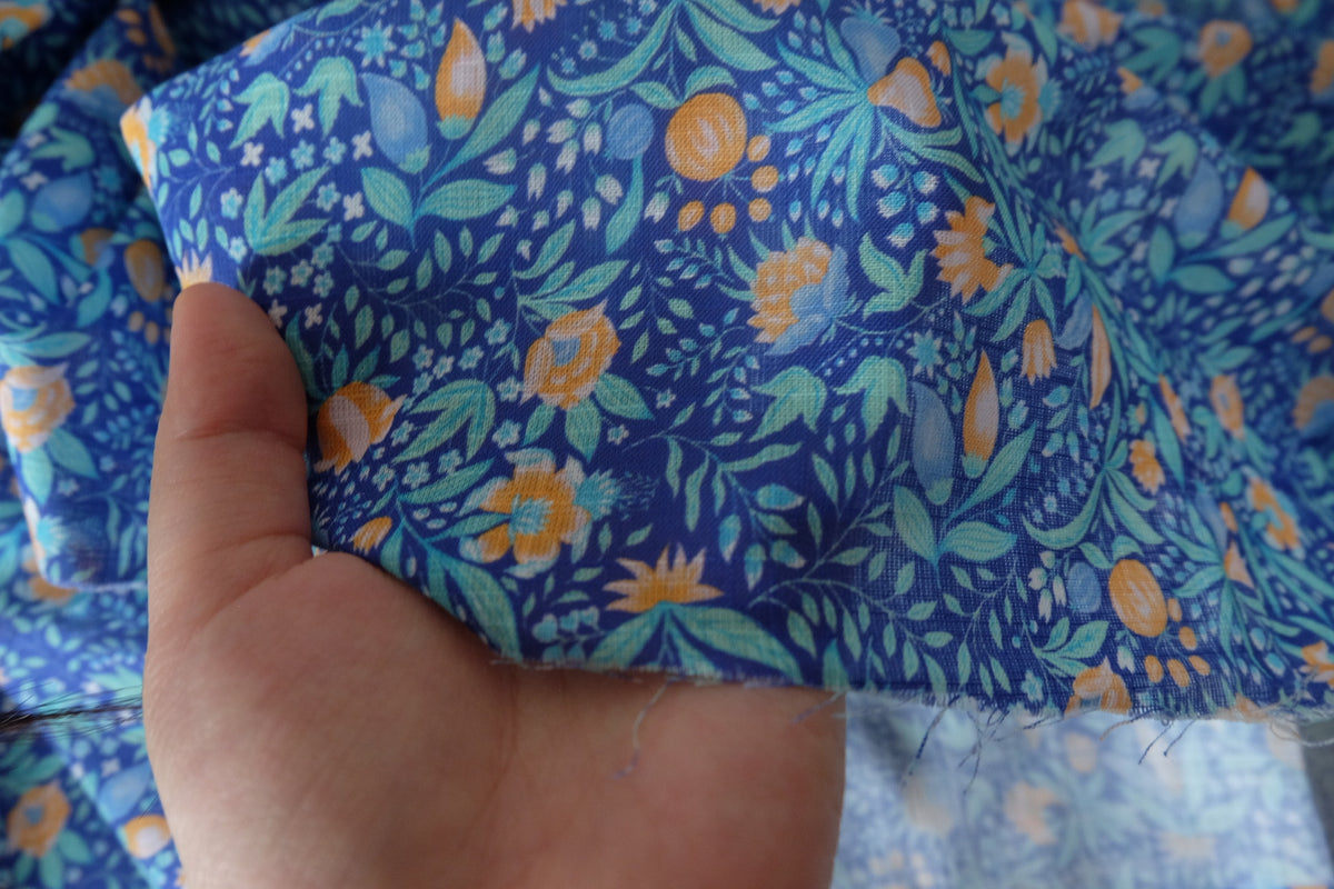 Cobalt Meadow Cotton – 2.2 yd