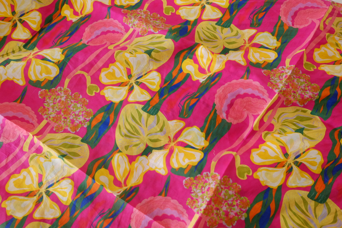 Tropical Pink Paradise Cotton Lawn – 1.75 yd | Special Price