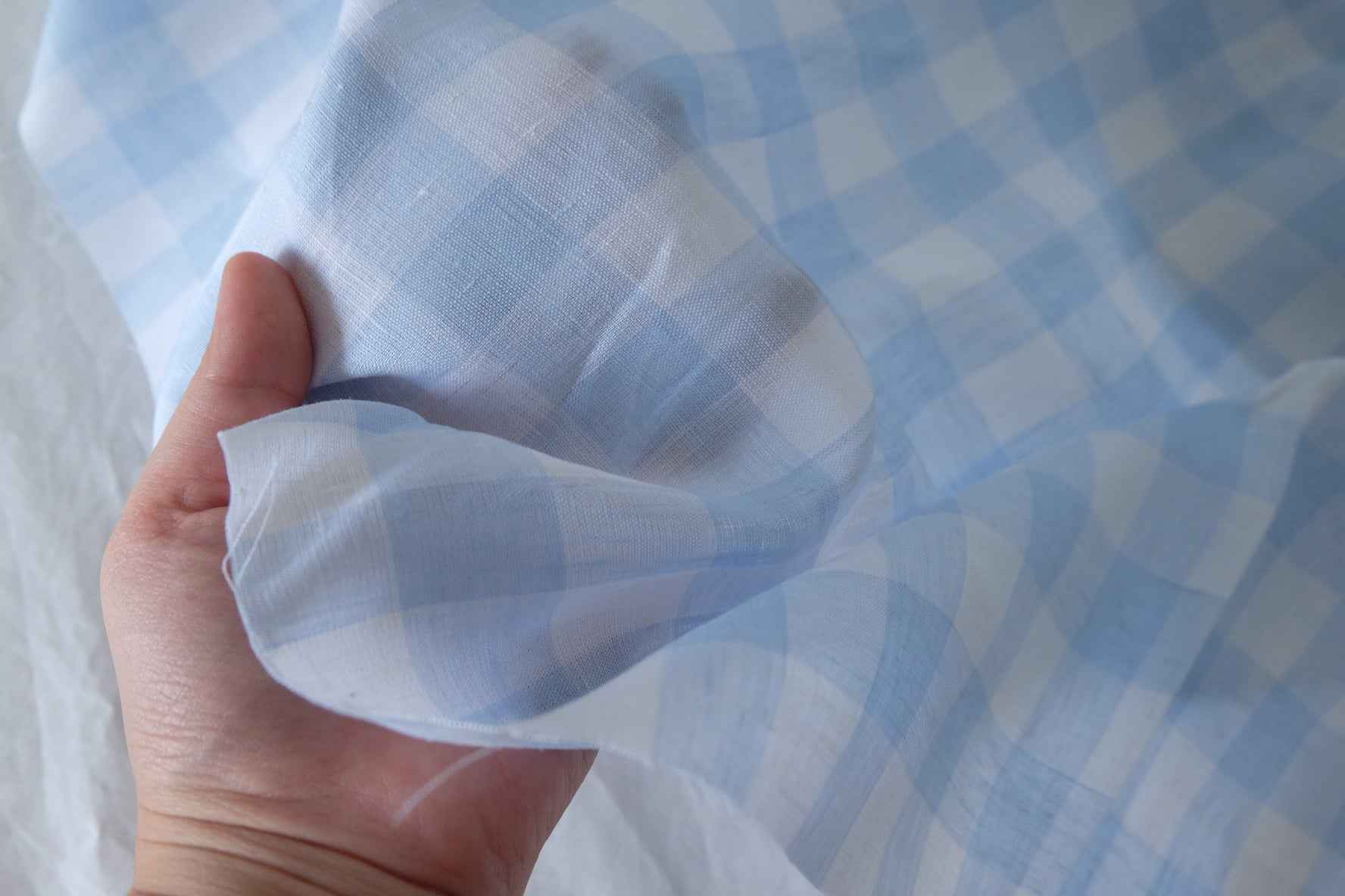 Blue Plaid Yarn Dyed Pure Linen Fabric – 2.2 yd