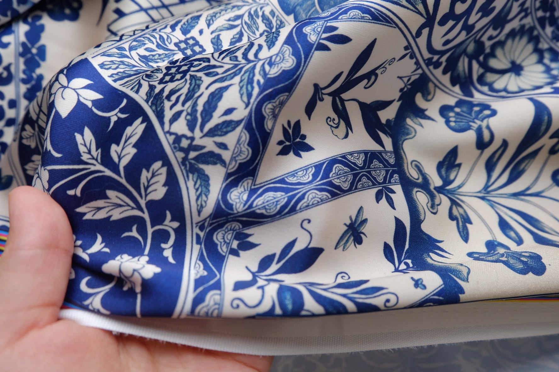 Blue Porcelain Print Satin – 2.2 yd