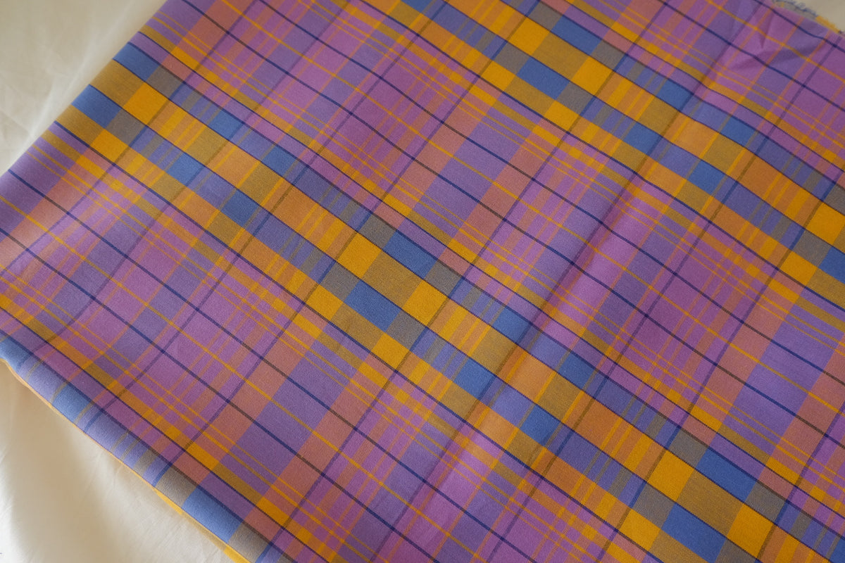 Sunshine & Lavender Plaid – Yarn-Dyed Cotton Fabric | 2.2 Yards