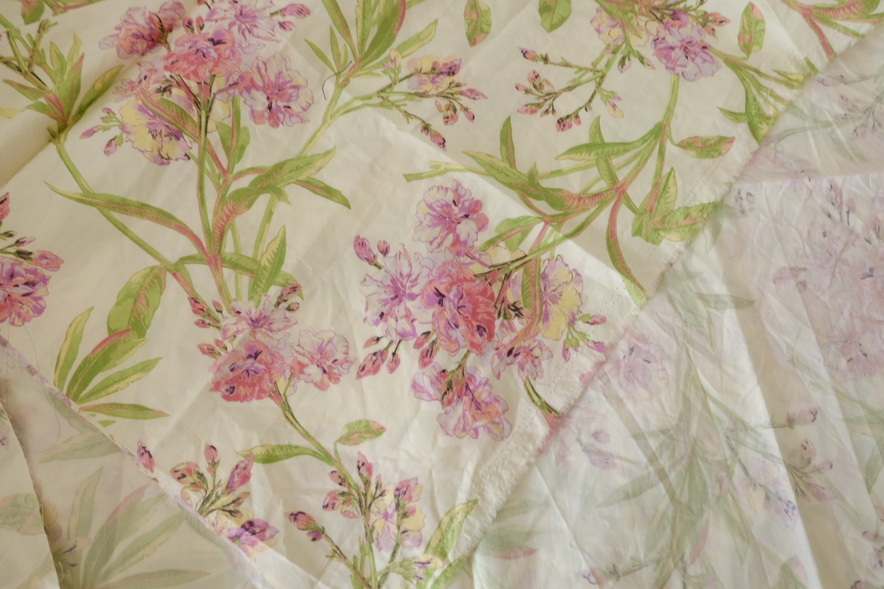 Lavender Wildflower Botanical Cotton Poplin Fabric – 60s Cotton Print – 1 yd