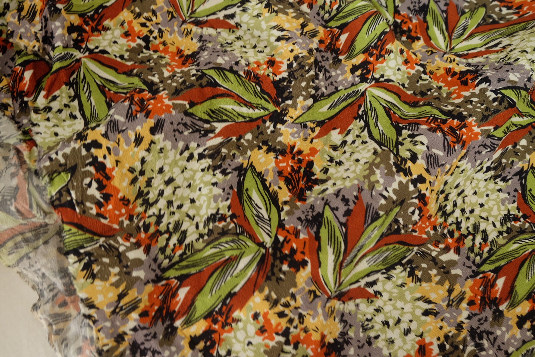 Earthy Botanical Textured Rayon Fabric – 3.3 yd