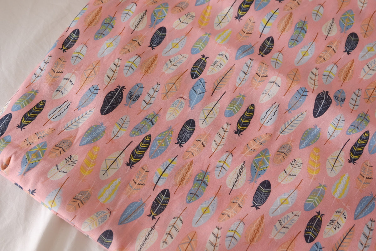 Pink Feather Print Cotton Poplin – 3.3 yd