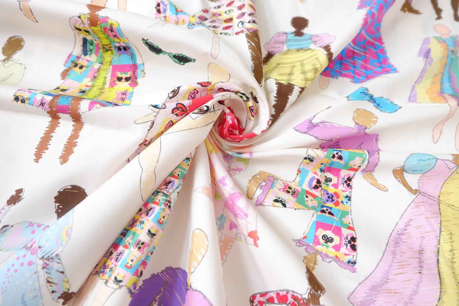 Fashion Illustration Cotton Poplin Fabric - 1.64 yd