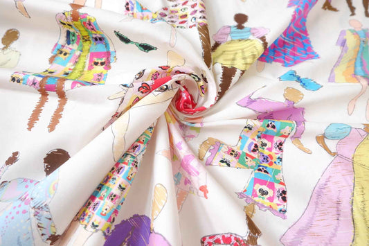 Fashion Illustration Cotton Poplin Fabric - 1.64 yd