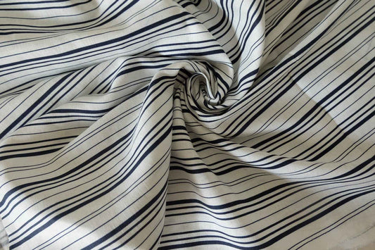 Navy Stripe Linen Cotton Blend — 2.19 yd