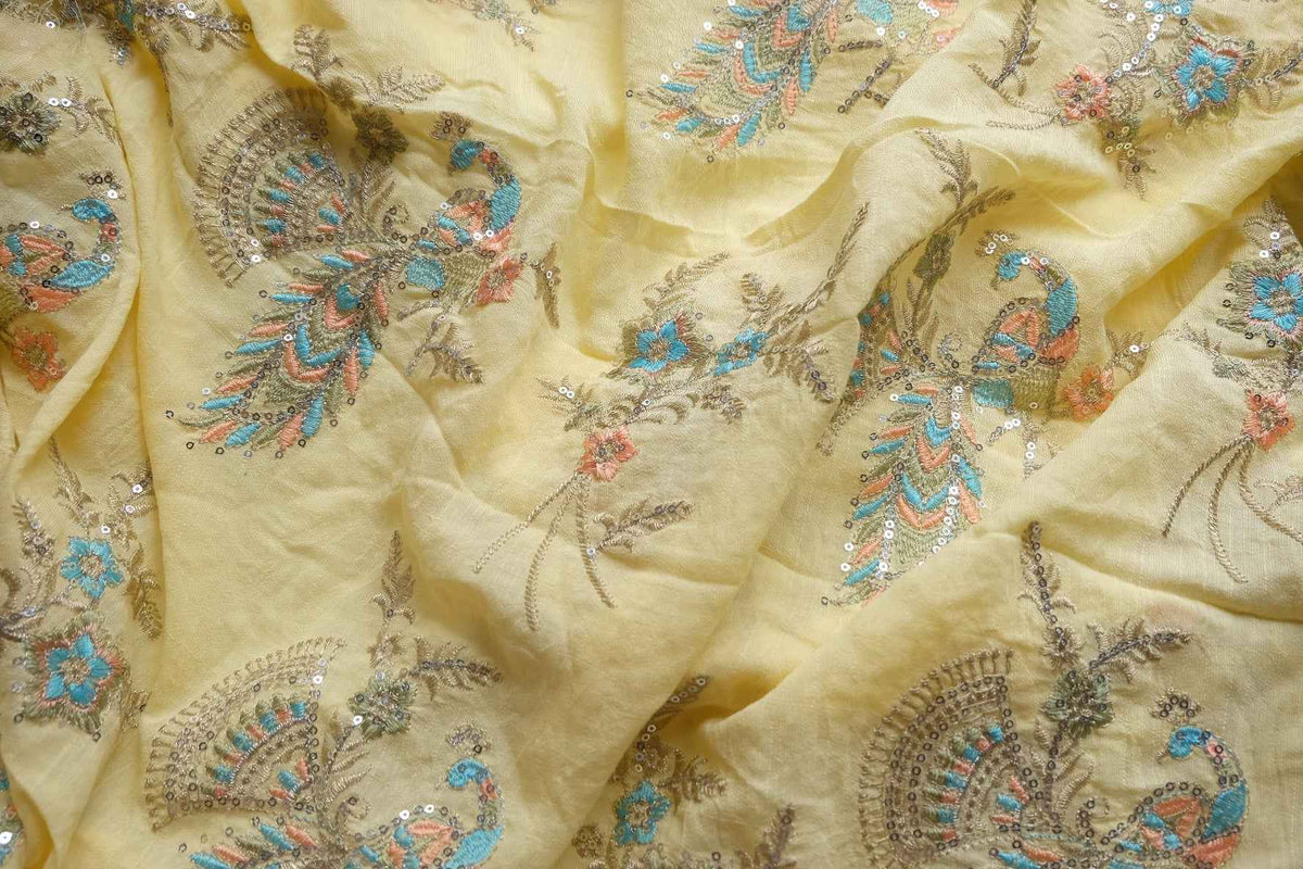 Pastel Sequin Embroidered Tencel Nylon — 2.4 yd