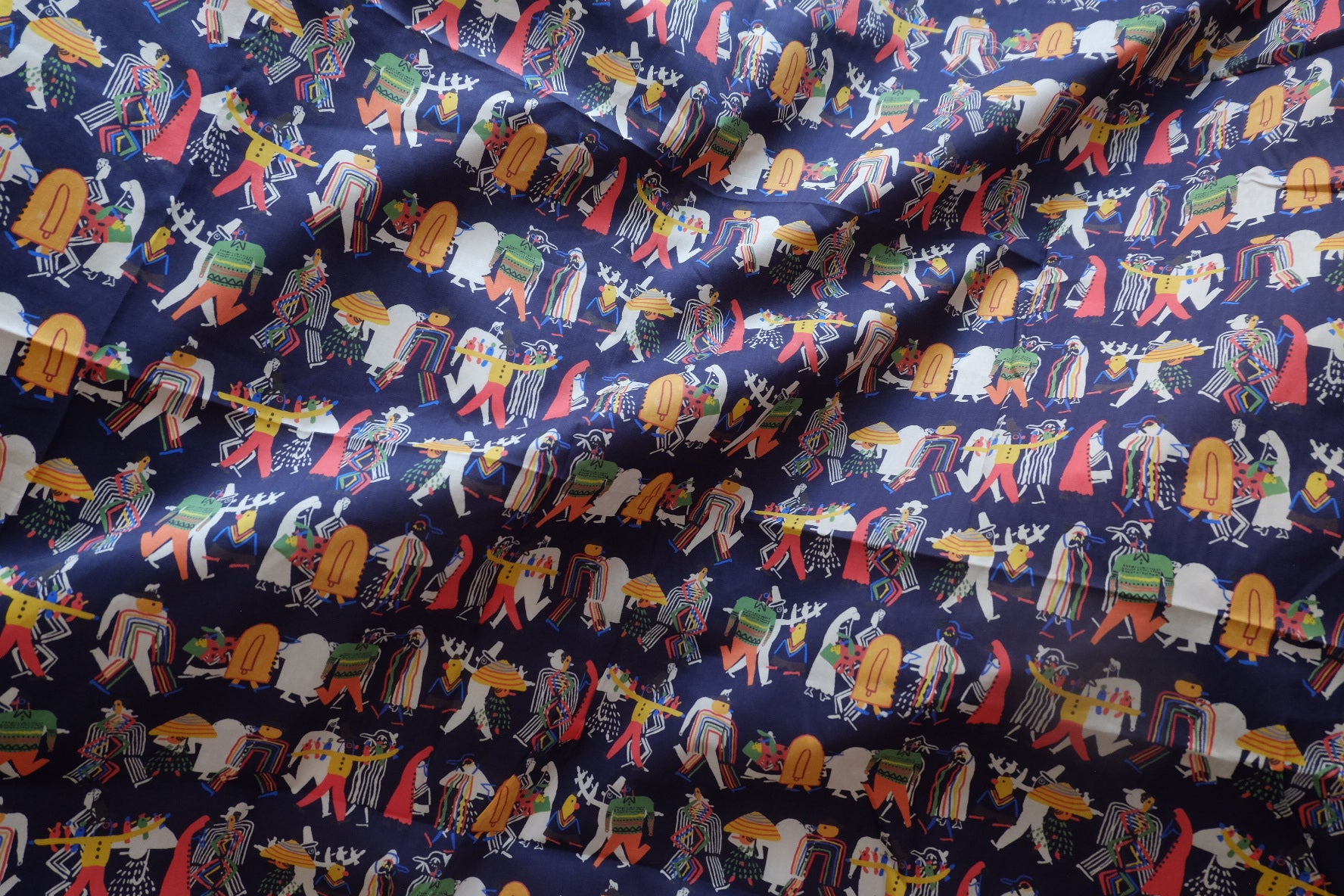 Illustrated Folk Cotton Lawn Fabric - 1.64 yd