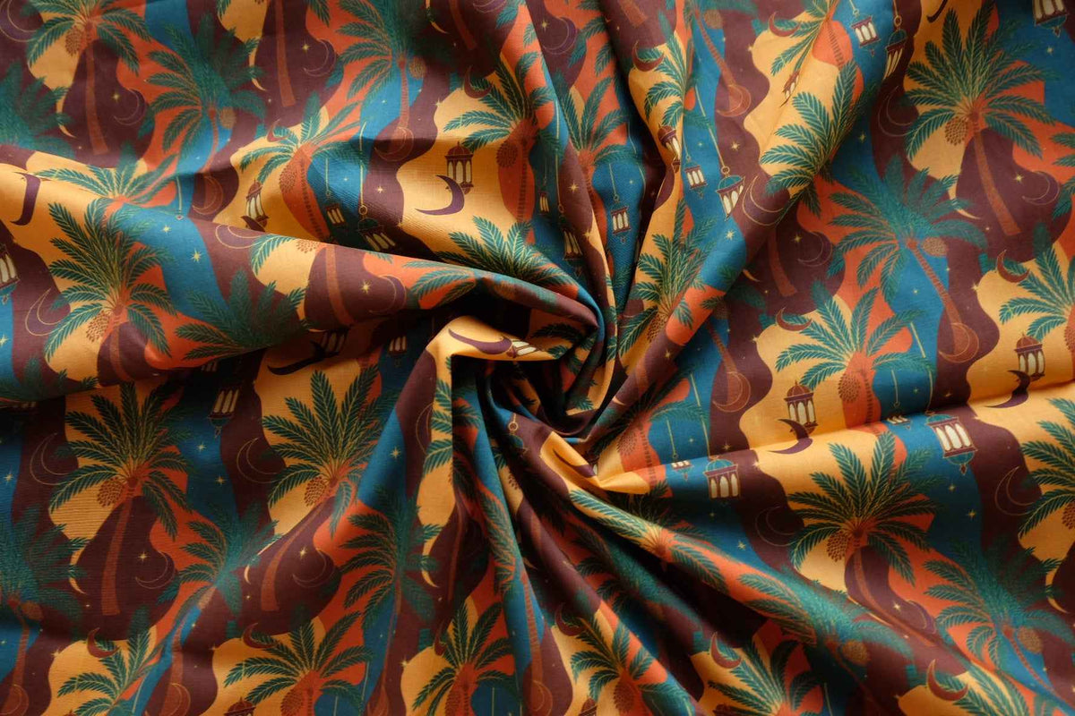 Arabian Nights Palm Tree Cotton Lawn – 2.73 yd