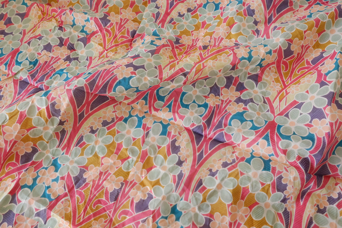 Retro Meadow Floral Cotton Lawn – 3.28 yd
