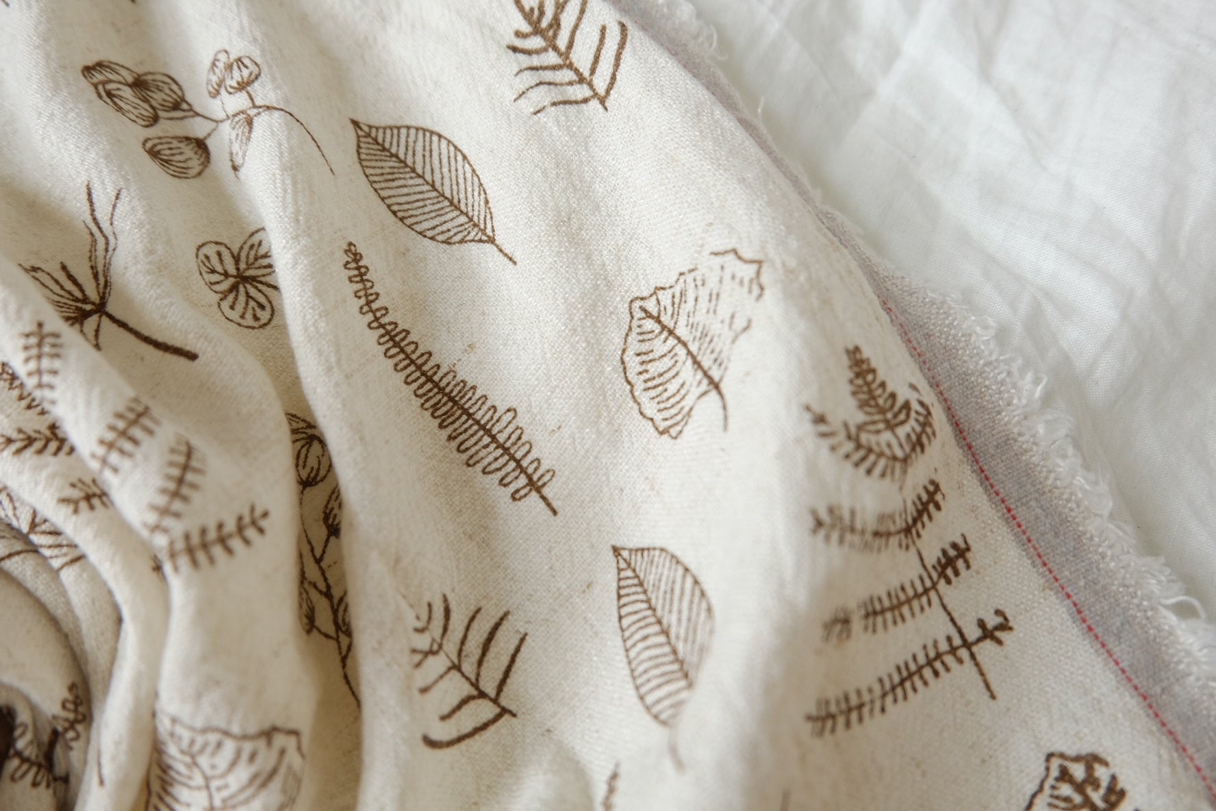 Botanical Print Washed Linen Fabric – Soft Sandwashed Linen for Summer Tops (1.53 yards)