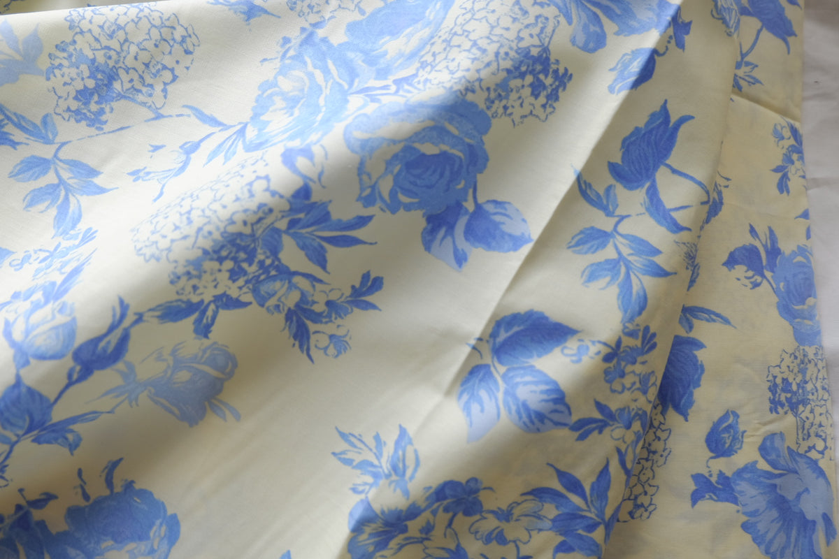 Blue Floral High-Density Cotton Poplin – 3.8 yd