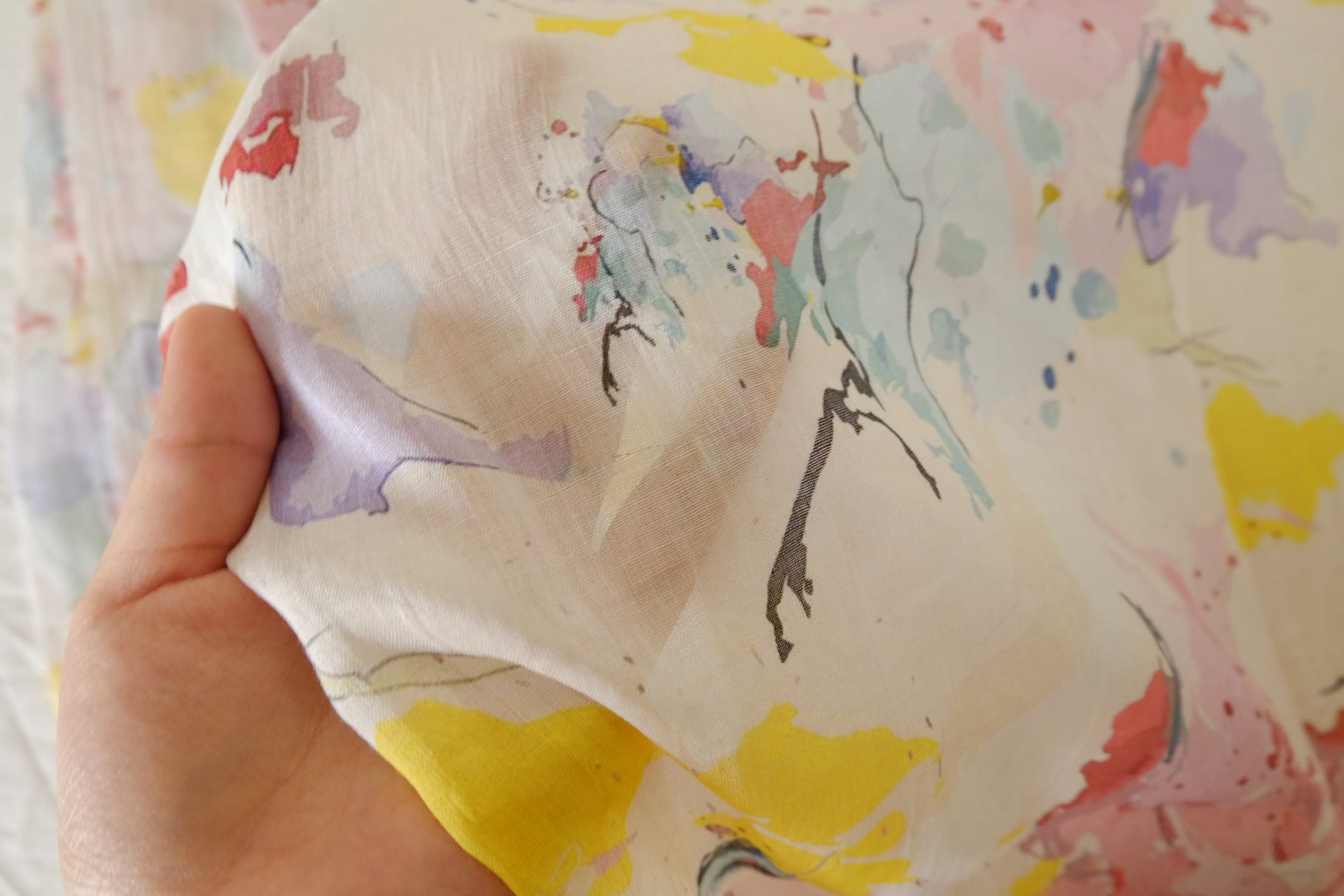 Watercolor Abstract Pure Ramie Fabric – 3.3 yd