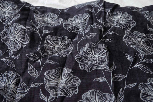Soft Floral Linen Cotton Fabric, Lightweight Summer Blouse Weight, 1.64 Yards