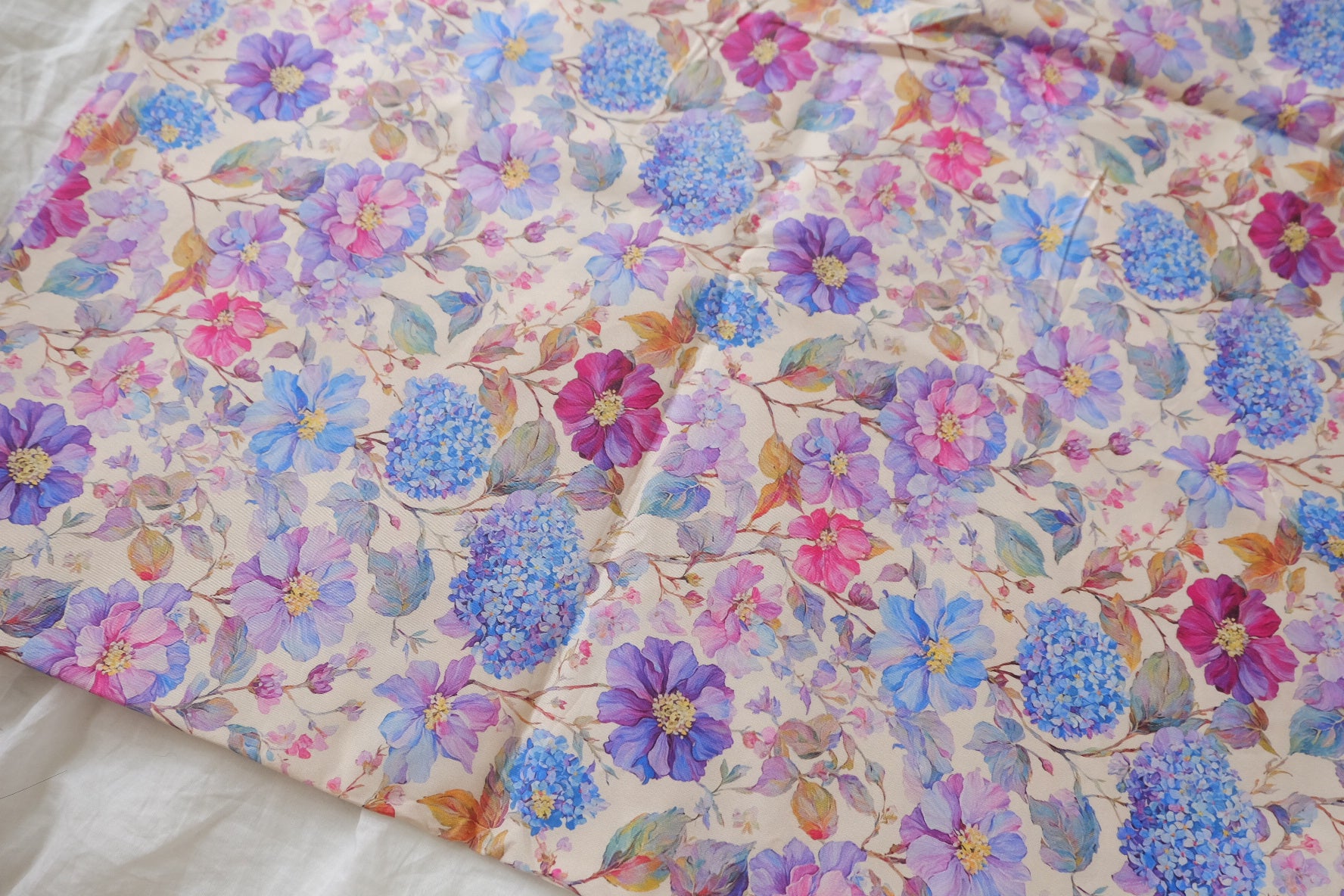 Blue Hydrangea Floral High-Density Cotton Twill (2.4 Yards)