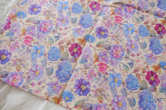 Blue Hydrangea Floral High-Density Cotton Twill (2.4 Yards)