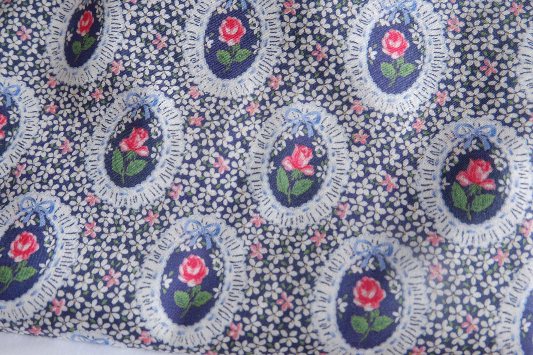 Vintage Rose Locket Cotton Poplin Fabric - 2.84 yd