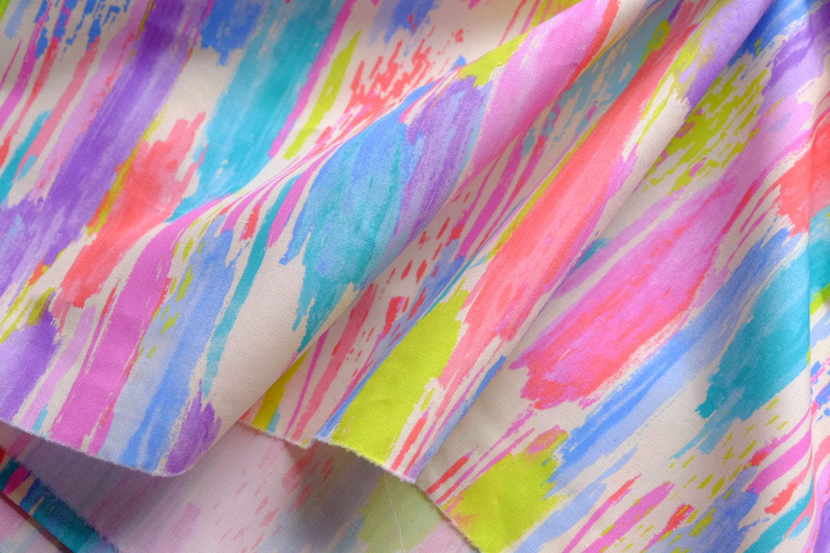 Neon Brushstroke High-Density Cotton Poplin — 2.6 yd