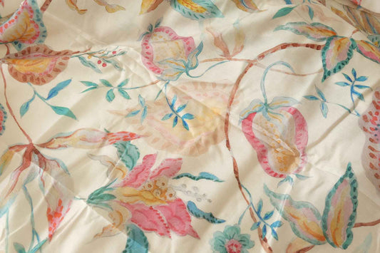 Watercolor Botanical Rayon-Tencel Dress Fabric – 2.2 yd