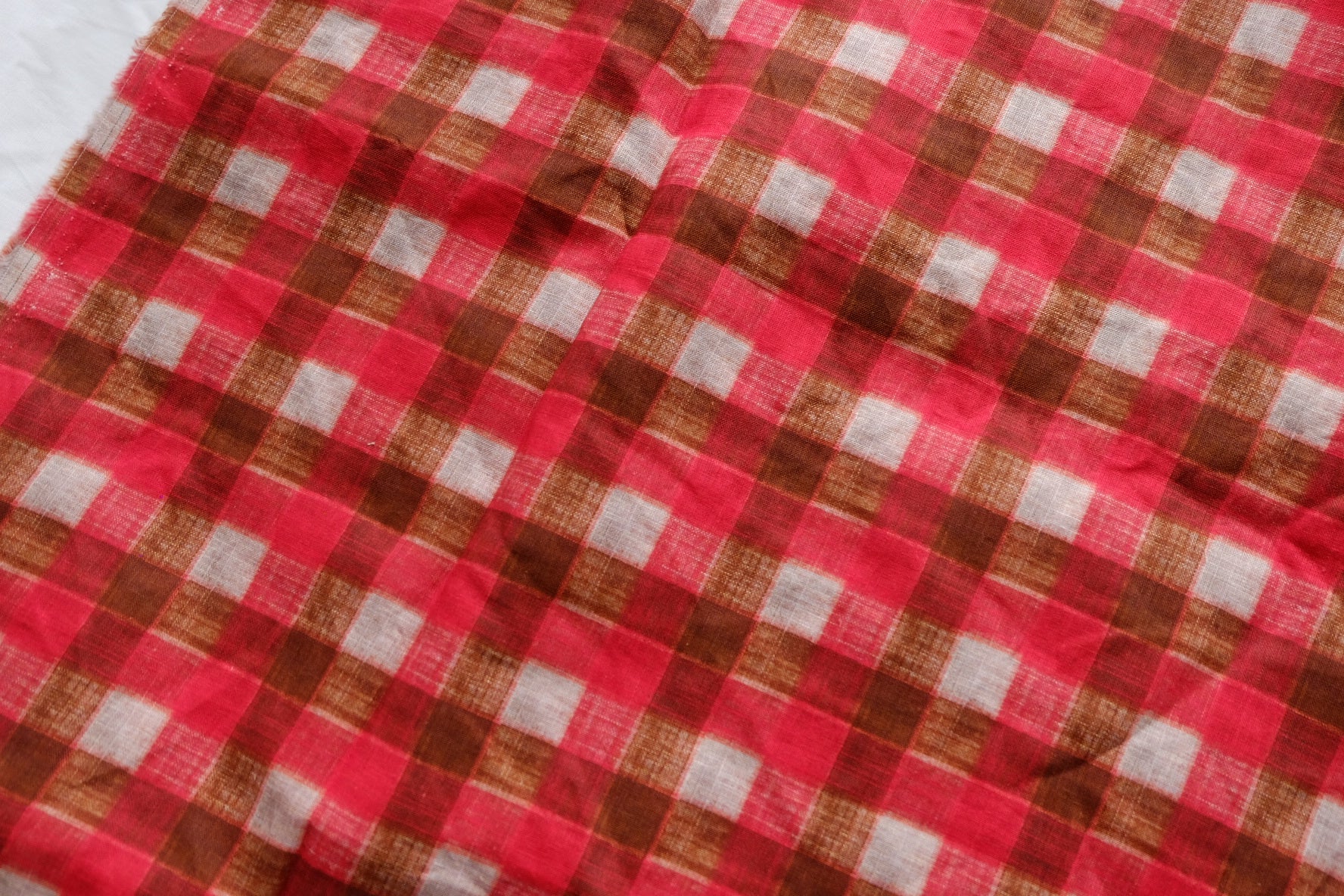 Rust Plaid Linen Cotton Fabric – 2.2 yd