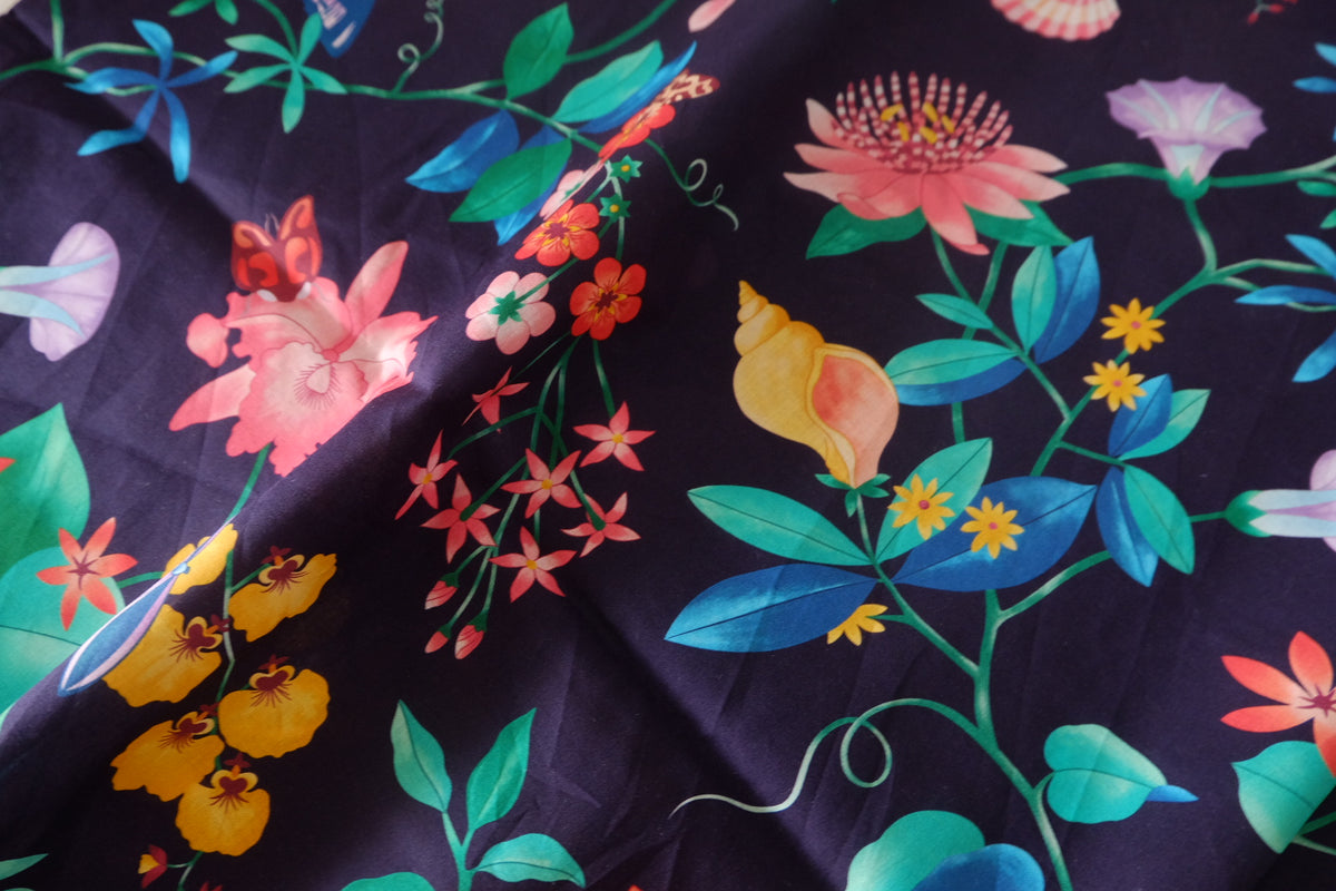 Tropical Night Garden Cotton Lawn — 1.20 yd