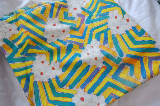 Bright Geometric Floral 60s Cotton Poplin Fabric - 3.28 yd