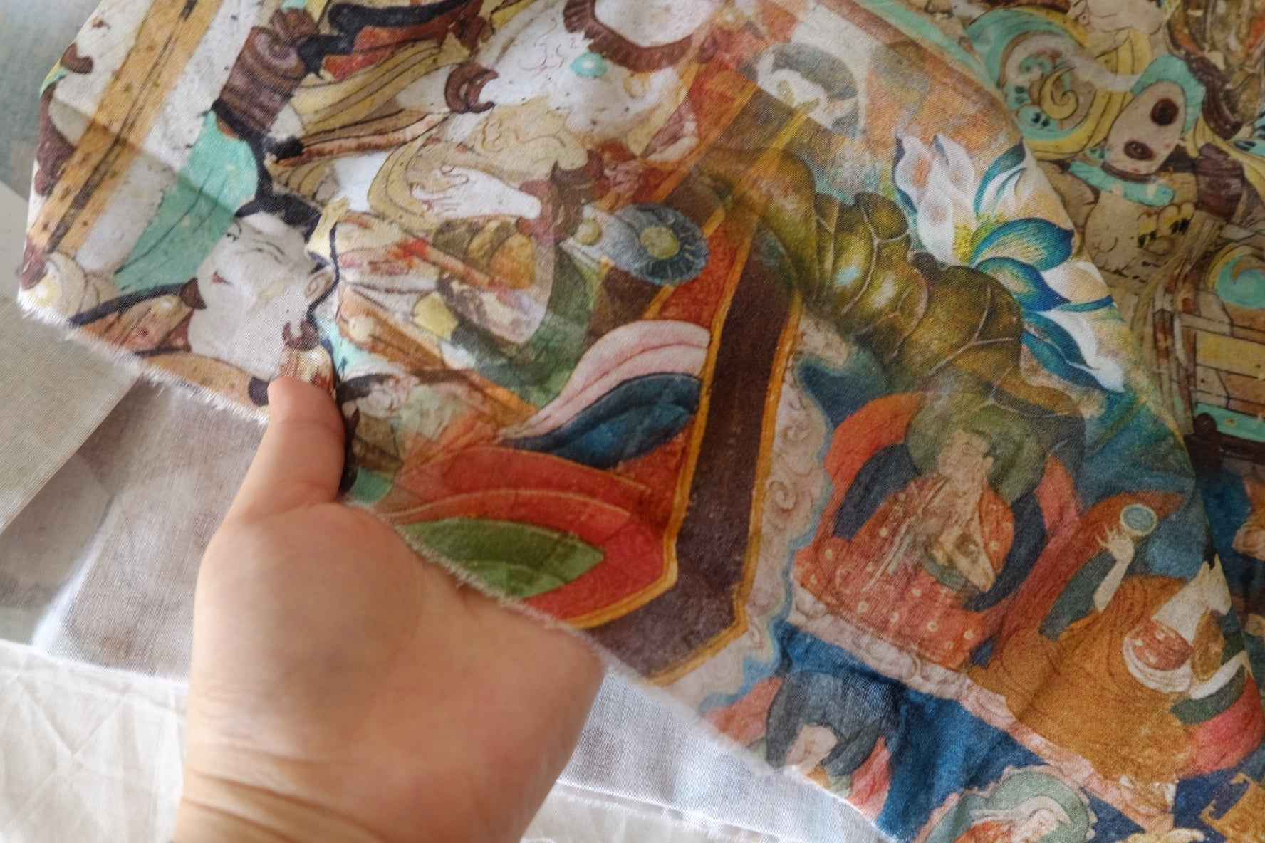 Dunhuang Mural Print Cotton Fabric – 2.2 yd
