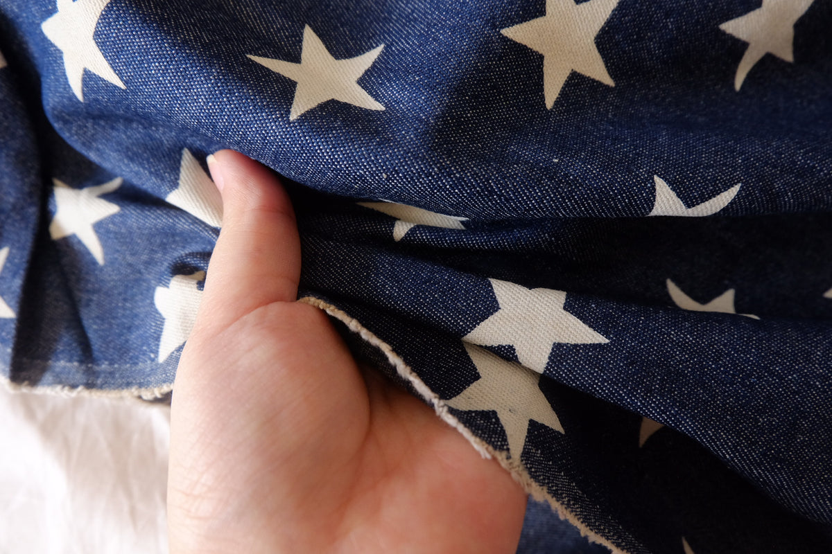 Starlit Indigo – Star Print Cotton Denim – 2.19 yd