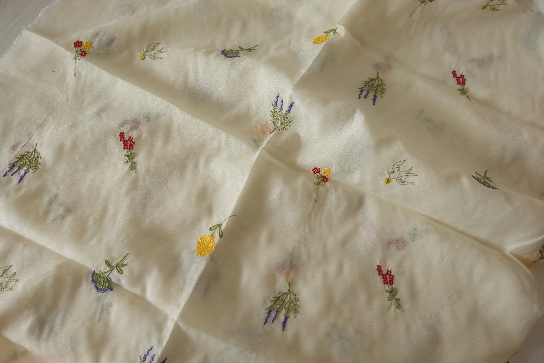 Ivory Embroidered Tencel Fabric – 1.64 yd