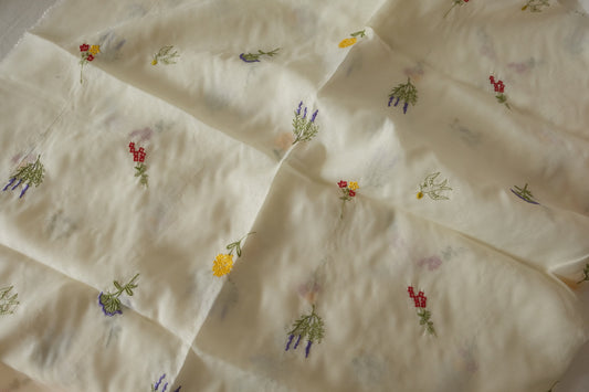 Ivory Embroidered Tencel Fabric – 1.64 yd