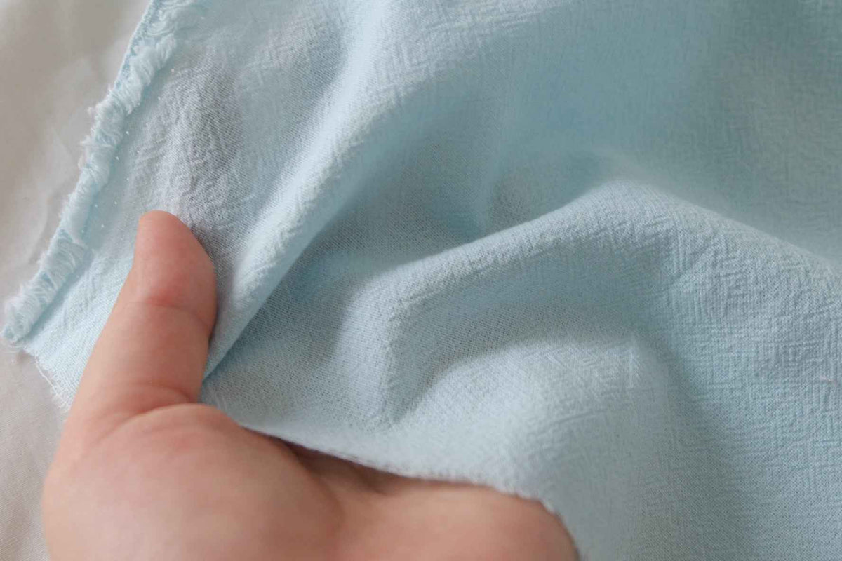Soft Blue Washed Textured Cotton — 3.28 yd