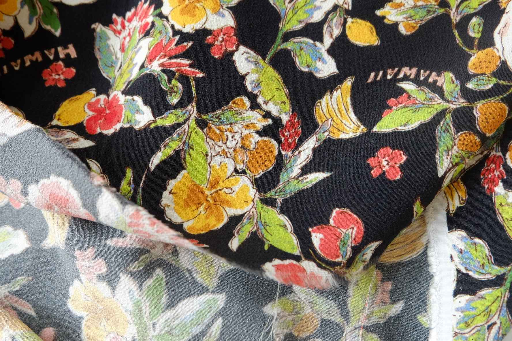 Tropical Bird Rayon Jacquard Satin Fabric, Textured Silky Dress Weight, 2.19 Yards