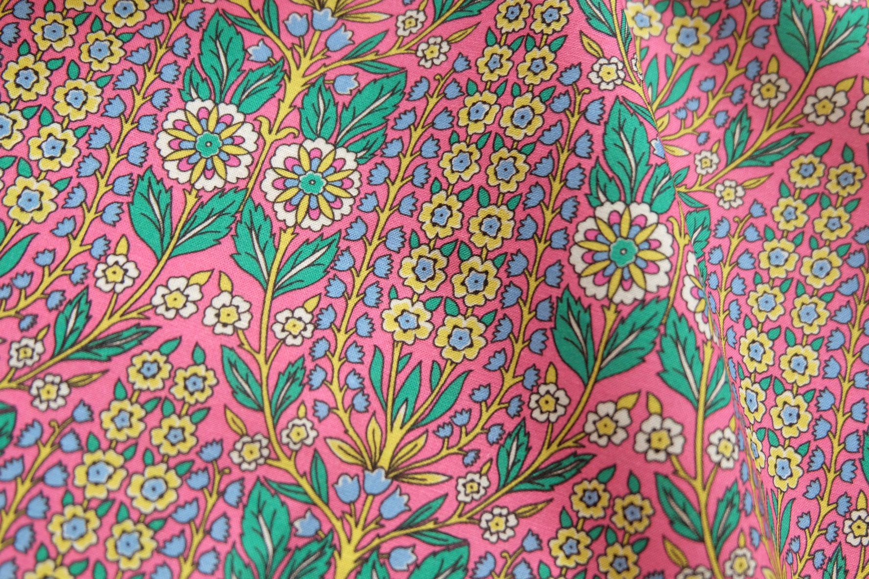 Ornamental Floral Cotton, Pink Ground, 2.2 Yards