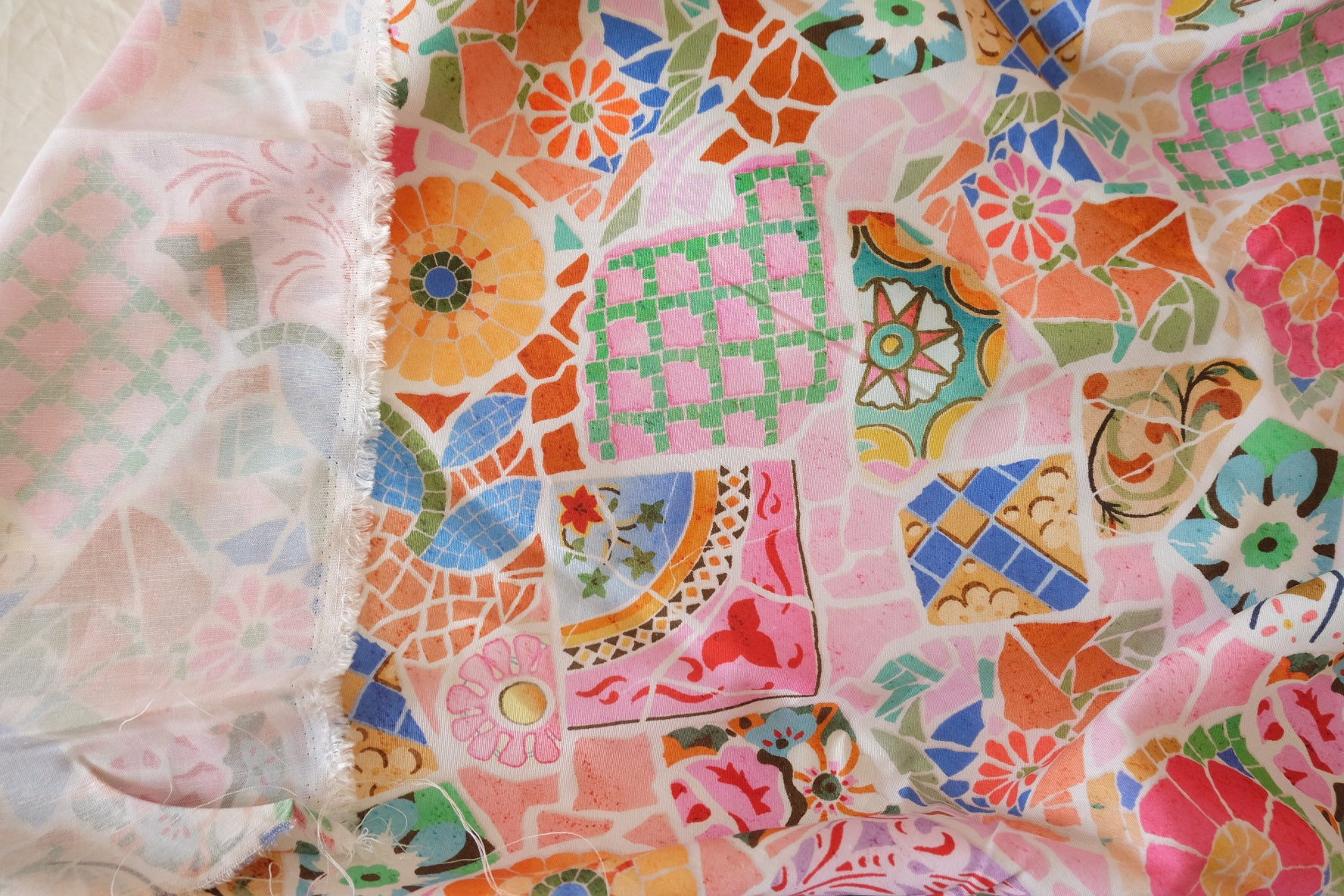 Pastel Mosaic Cupro Fabric - 2.2 yd
