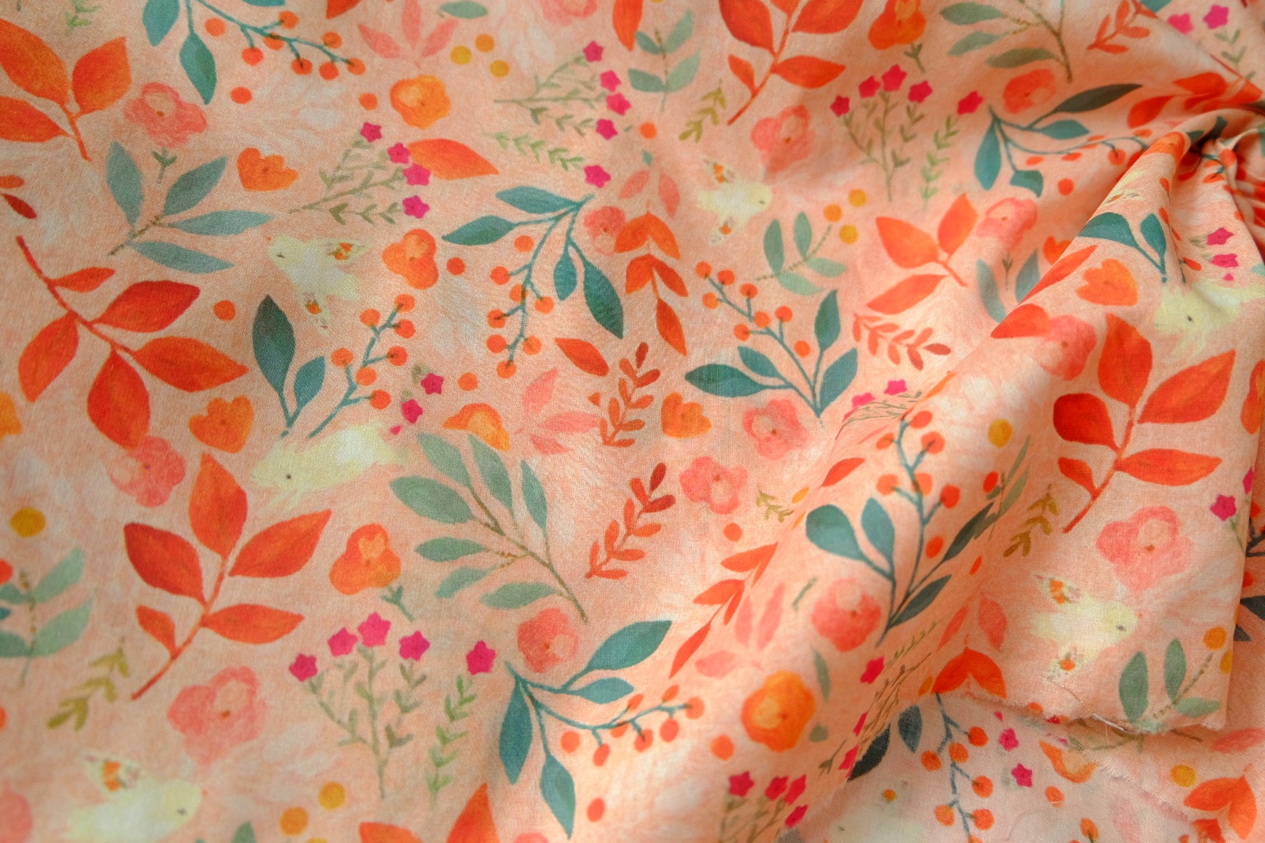 Peach Garden 80s Cotton Poplin Fabric 2.2 Yards