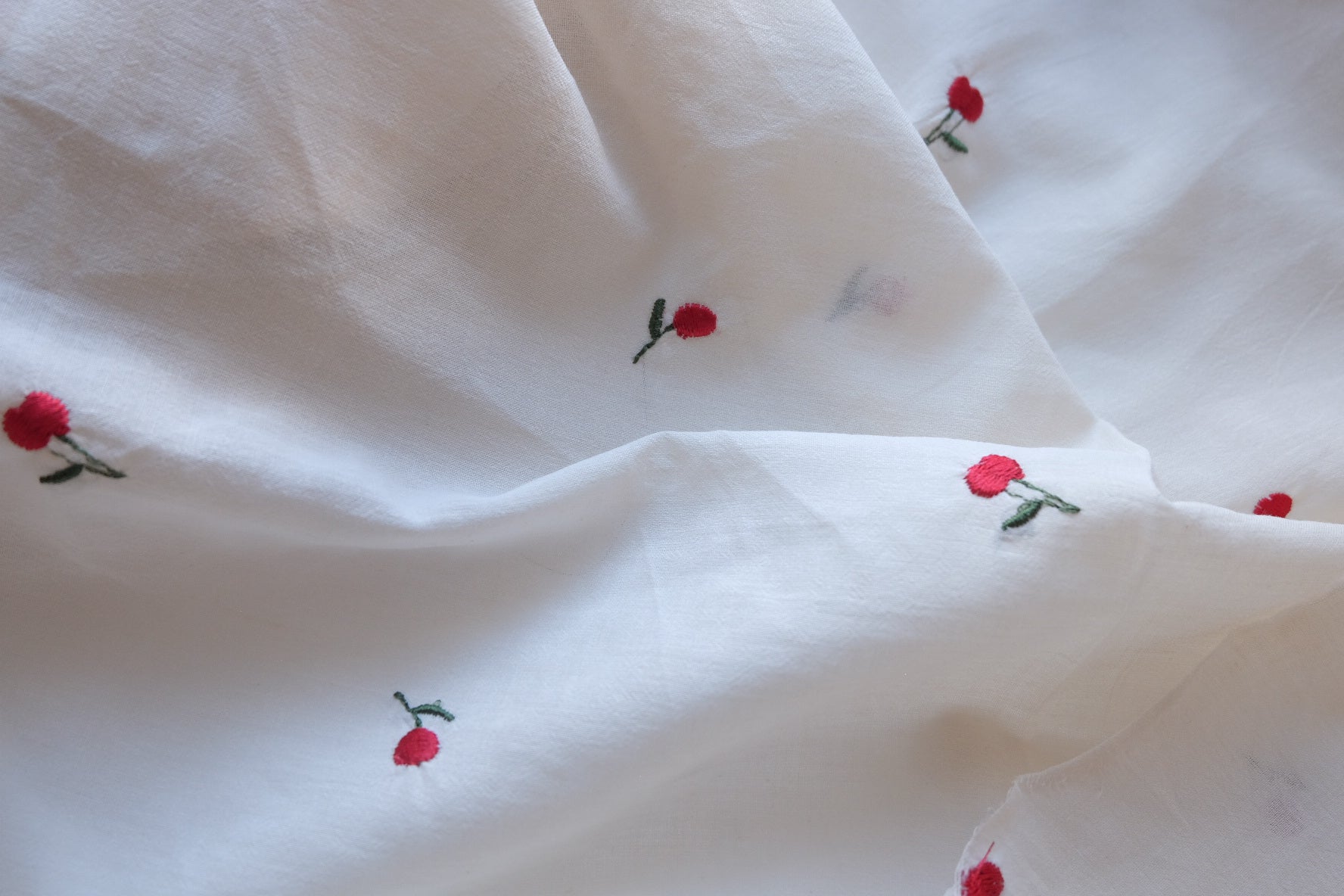 Tiny Cherry Embroidered Cotton – 2.2 yd