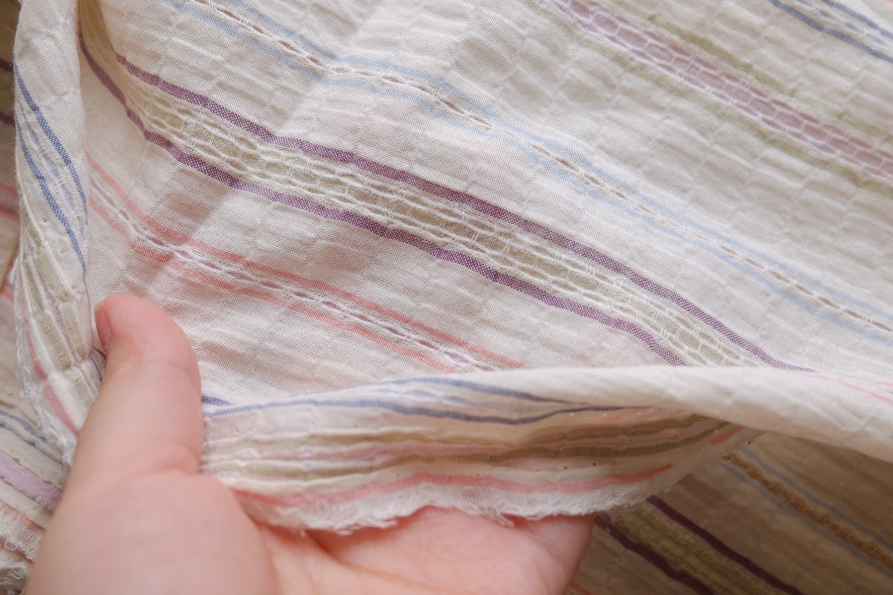 Pastel Stripe Crinkled Jacquard Cotton – 1.6 yd