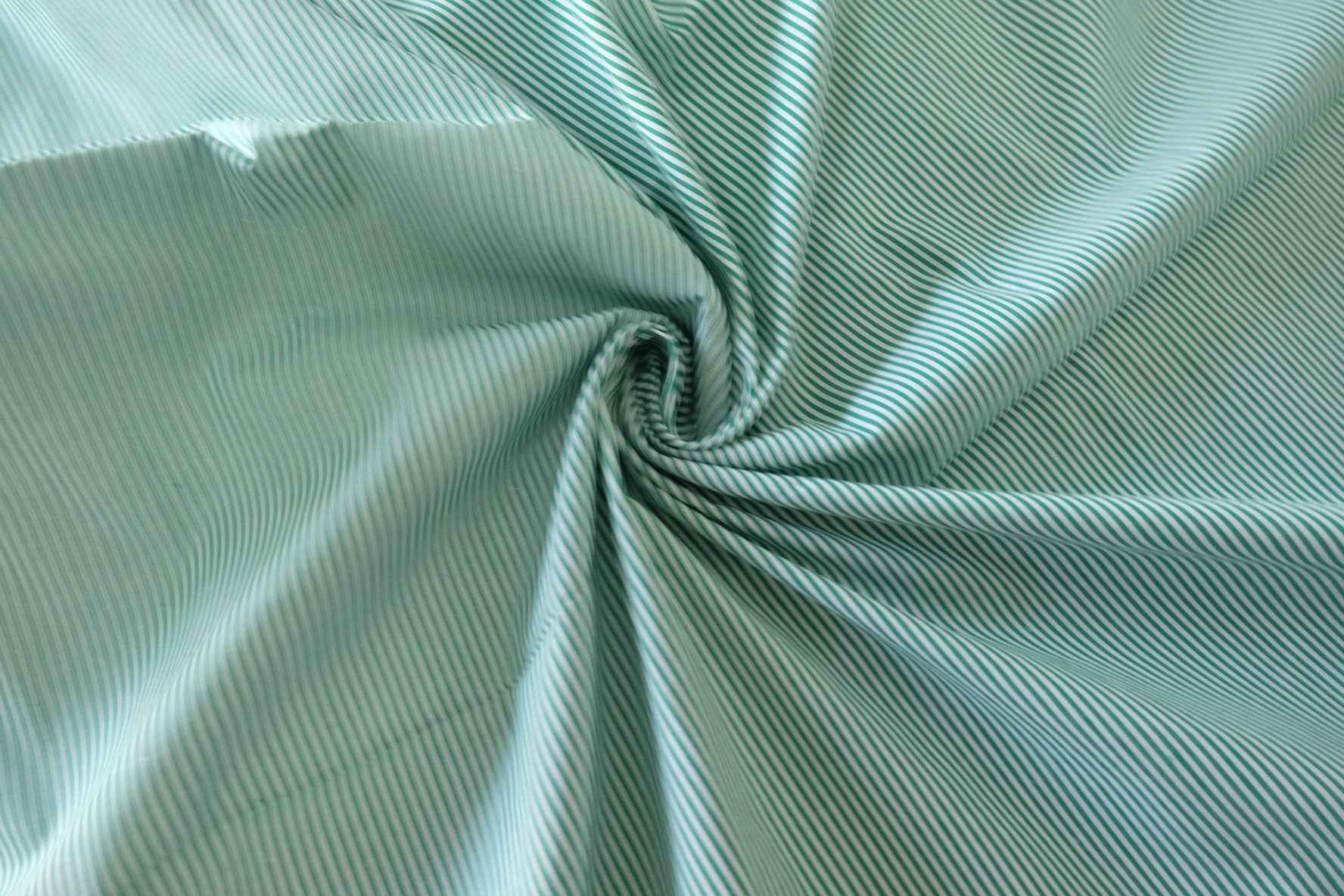 Mint Green Fine Stripe Cotton Poplin Fabric – 3.3 yd