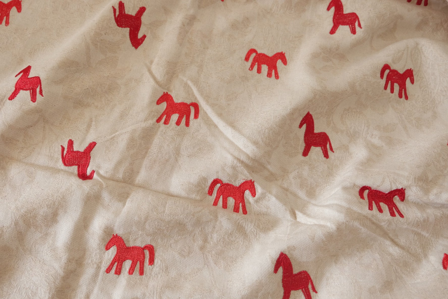 Embroidered Horse Cotton Linen Jacquard Fabric – 1.5 yd