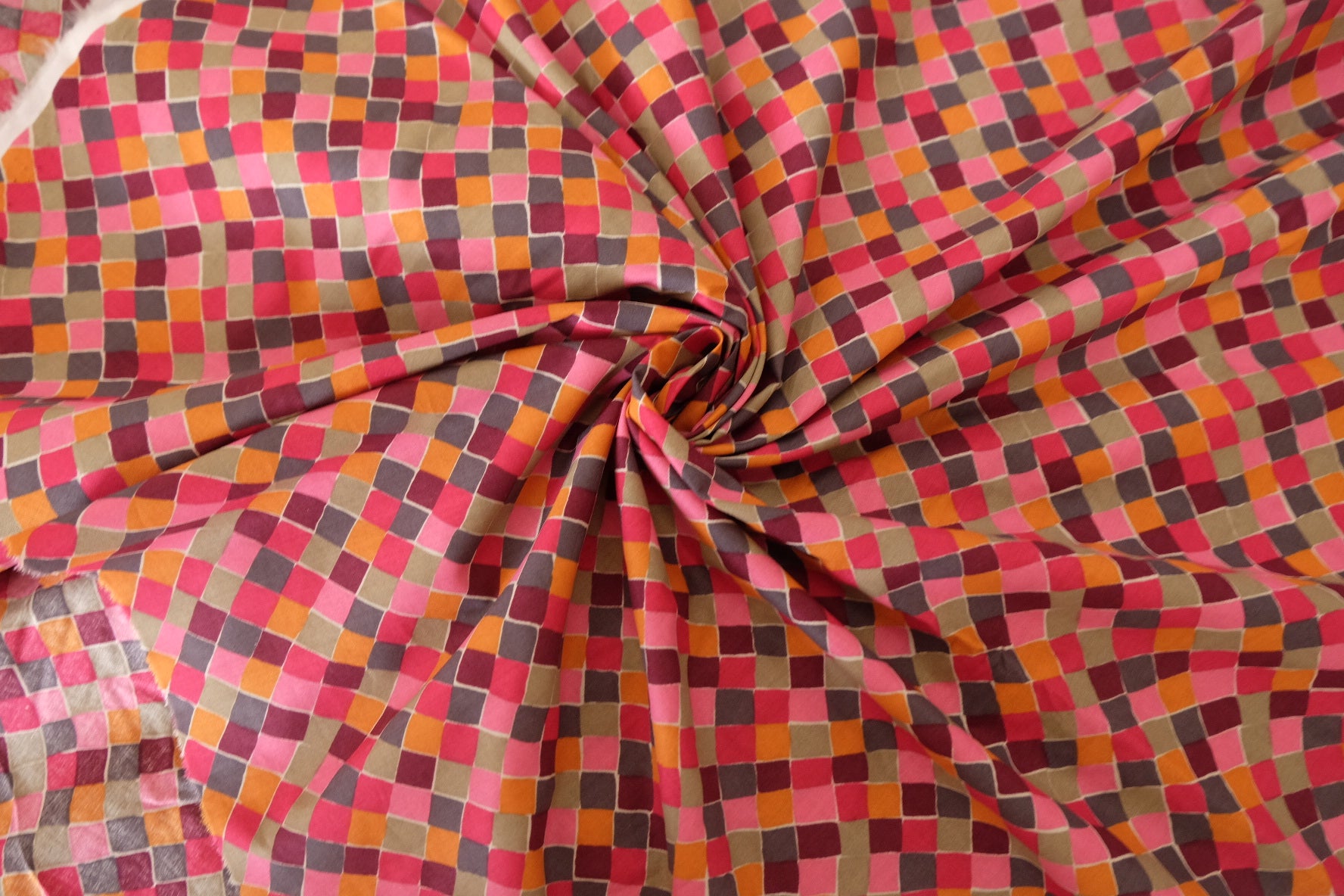 Pink Mosaic Cotton Poplin Fabric – 1.7 yd
