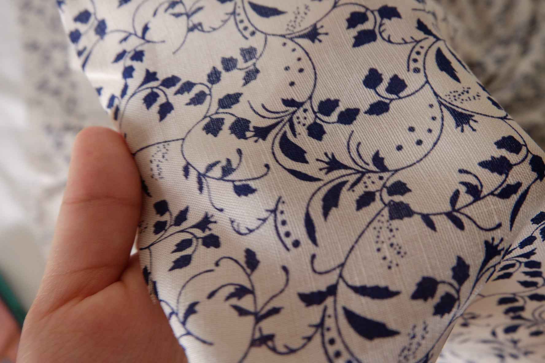 Navy Botanical Linen Lyocell Fabric – 1.6 yd