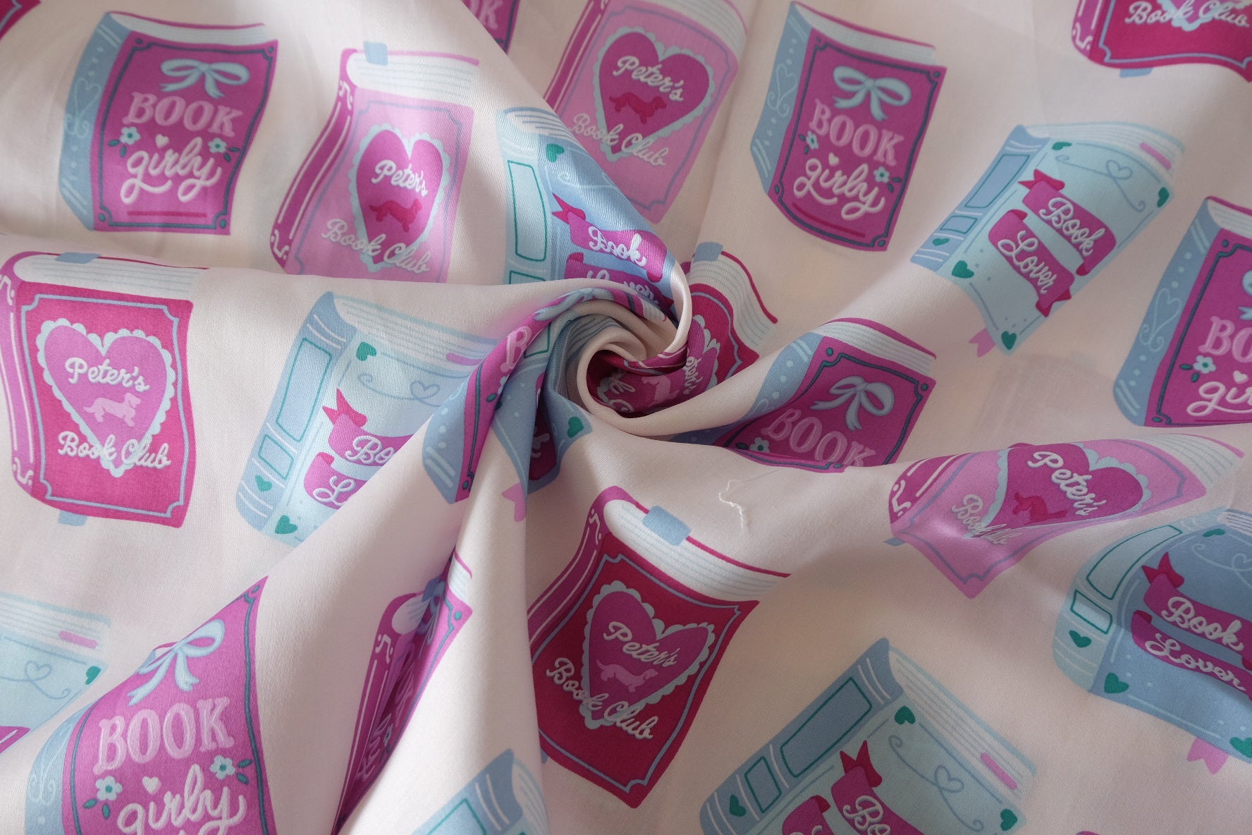 Pink Book Lover Cotton Lawn Fabric – 2.19 yd