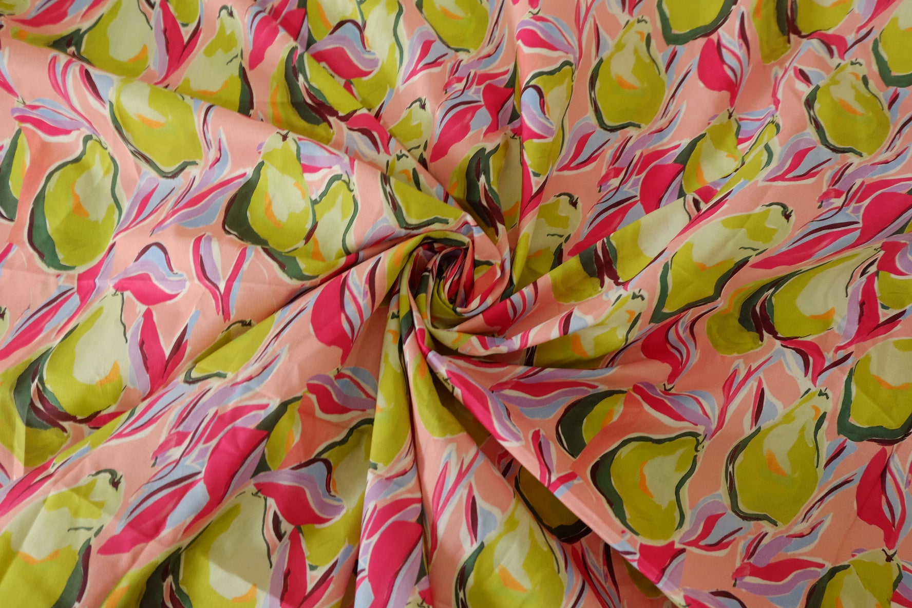 Pear Print Silky Cotton Poplin Fabric - 1.6 yd