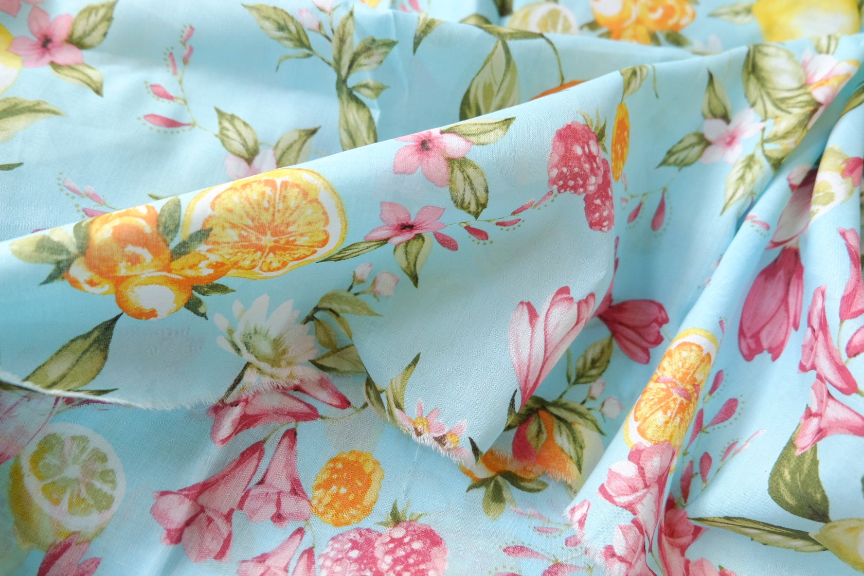 Lemon Garden Cotton Voile Fabric 3.3 Yards