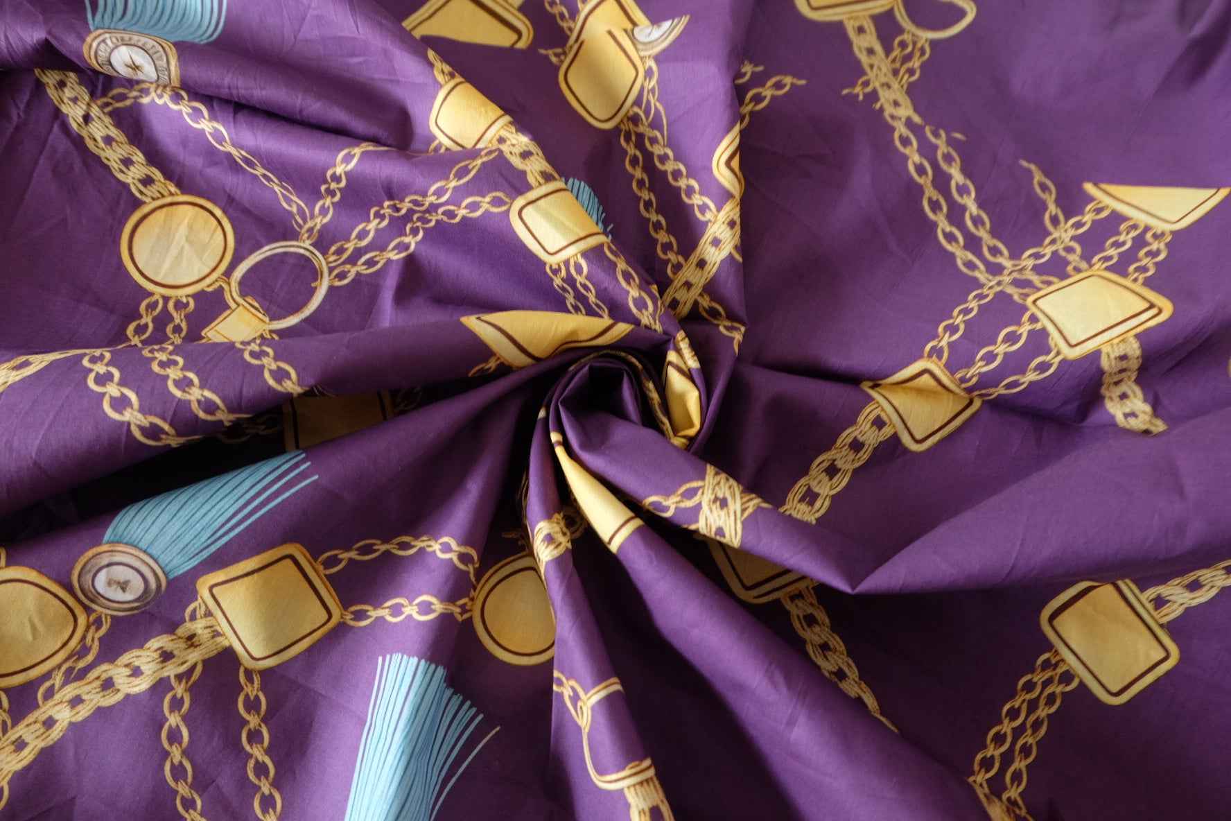 Purple Chain & Tassel Cotton Lawn Fabric – 1.6 yd